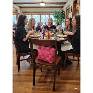 Harveys Seatbelt Purse Shoulder Bag Hot Pink Double Strap Zip Tote EUC